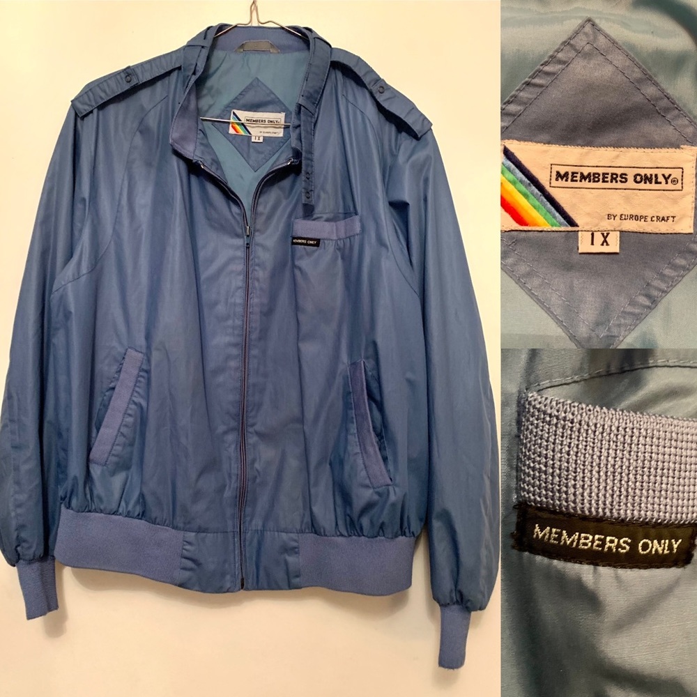 Men’s Members Only Europe Craft Vintage Bomber Jacket Coat Blue 1X